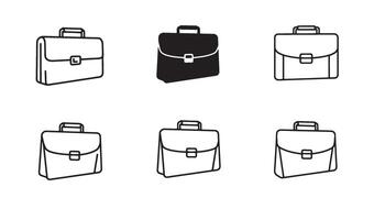 Outline briefcase bag design set ideal for business presentation branding and corporate logo vector