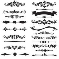 Swill ornament decorative element bundle in silhouette hand drawn for branding themes vector