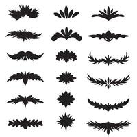 Elegant flourish swill ornament bundle set in hand drawn silhouette style for print vector
