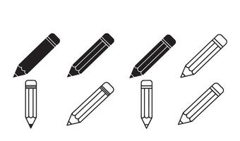 Pencil silhouette and out line art illustration 4 set design featuring drawing icons sketch branding school supply artwork and outline creative tool illustrations vector
