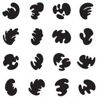 Abstract shapes in silhouette format arranged in grid bundle for minimalist graphic artwork vector