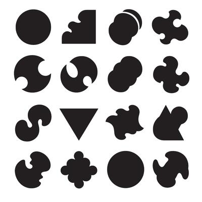 Creative bundle layout of abstract shapes in silhouette grid for product and graphic design
