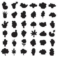 Bundle of abstract shape elements in silhouette arranged in a balanced and clean grid style vector