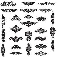 Decorative element bundle with swill silhouette ornaments for layout and graphic design vector