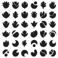 Artistic bundle of abstract silhouette shape elements arranged neatly in a geometric grid vector