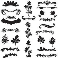 Set of hand drawn swill ornament elements in silhouette style for decoration and branding vector