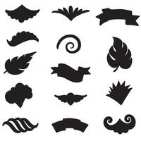 Decorative swill ornament set in silhouette featuring hand drawn elegant bundle elements vector