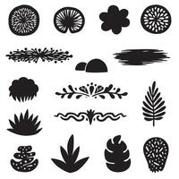 Hand drawn ornament elements set with silhouette swill style for artistic design themes vector