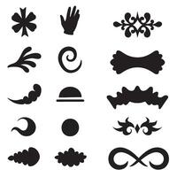 Artistic bundle of swill ornament elements set in hand drawn silhouette format vector