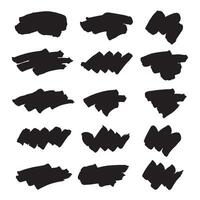 Paint brush stroke silhouette design element bundle with hand drawn ornaments for modern artwork vector