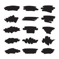 Creative bundle of brush paint stroke silhouette elements with hand drawn decoration for design work vector