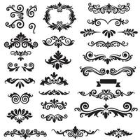 Vintage silhouette set of swill ornament design elements bundle for formal invitations vector