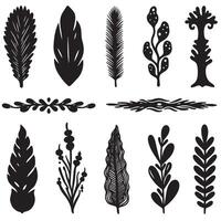 Swill ornament silhouette elements set for decorative bundle layout and artistic designs vector
