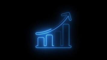 A glowing graph chart icon on a black background video