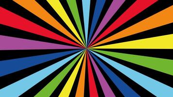Rainbow Sunburst Lines Radiating from Center. Colorful Burst Animation. Bright Multicolor Hypnotic Motion Background for Children, Parties, Music, Retro, Psychedelic, or Creative Projects video