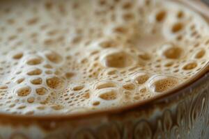 Intricate Latte Art on Freshly Brewed Cappuccino in Ceramic Cup for Cafe Menus and Coffee Invitations photo