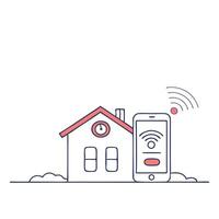 Smart Home Technology Connects Smartphone to Home Device for Enhanced Control and Convenience vector