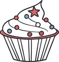 Colorful Cupcake With Frosting and Decorative Toppings on a Plain Background vector