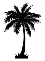 Black Palm Trees and grass with leaves symbol. vector