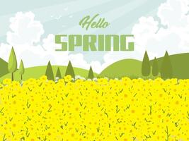Hello summer text and nature of season. vector