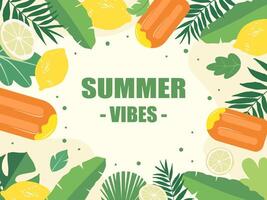 Summer vibes text and element for seasonal background or banner concept. vector