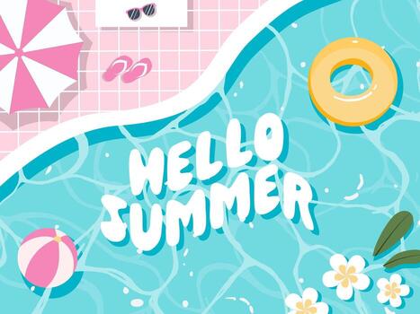 Hello summer text and element for season concept. vector