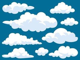 Set of cartoon cloud in a flat design. White cloud collection. vector