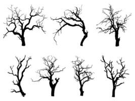 Black Branch Tree or Naked trees silhouettes set. branches in different shapes. vector