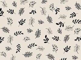 Black line leaf's wall art pattern on background. vector
