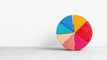 A colorful pie chart on a white surface photo