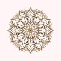 Mandala Design with Brown Lines on pink background line golden art vector