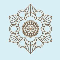 Intricate Symmetrical Mandala Design with Brown Lines on a Light Blue Background vector