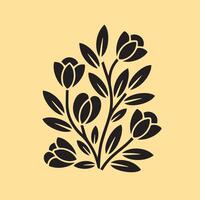 Stylized Black Floral Silhouette Pattern on Light Yellow Background for Art and Decor vector