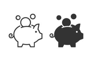 Piggy bank with coin icon set. representing savings, finance, and wealth. Perfect for financial education, banking, and investment concepts vector