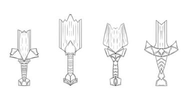 Swords set. Sword broken isolated on white background. Military sword ancient weapon design vector