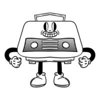 Retro radio character in groovy vintage Style vector