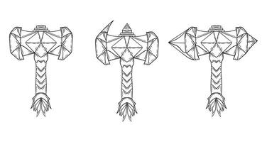 Set of fantasy hammers illustration vector