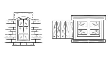 Set of windows in classic architecture style vector