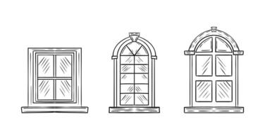 Set of different types of window collection, Exterior and interior design vector