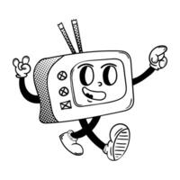 Retro tv character in groovy vintage Style vector