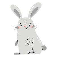 Flat illustration in a simple children's style. Cute rabbit on white background. Farm animals vector