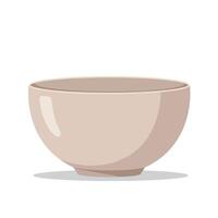 Beige ceramic bowl with simple design and smooth surface illustration for kitchenware and dining use vector