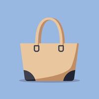 Beige and black tote handbag with simple design on blue background illustration for fashion accessory usage vector