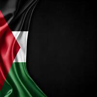 Elegant Palestinian Flag Silk Drape on Black Background photo