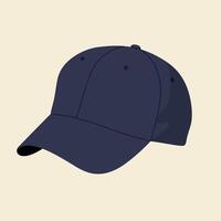 Baseball cap illustration with dark navy color and simple design style vector