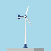 Wind turbine generating clean energy with blue sky background modern renewable power source illustration vector