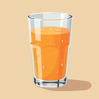 Glass of orange juice with water droplets on transparent glass illustration for refreshing beverage concept vector