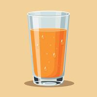 Glass of orange juice with water droplets illustration on beige background natural refreshment drink vector