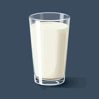 Glass of milk illustration with white liquid on dark background in realistic style for healthy drink concept vector