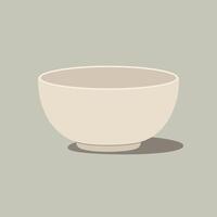 Minimalist beige ceramic bowl with shadow on muted background illustration vector